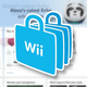 The Wii Shop Channel logo floating in front of an Amazon store page.